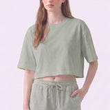 Pigment Washed Cotton Cropped Loose Fit T-Shirt