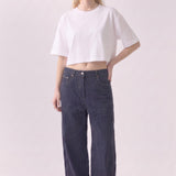 Pigment Washed Cotton Cropped Loose Fit T-Shirt