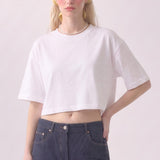 Pigment Washed Cotton Cropped Loose Fit T-Shirt
