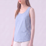 Mineral Washed Cotton Sleeveless Scoop Neck Tank Top