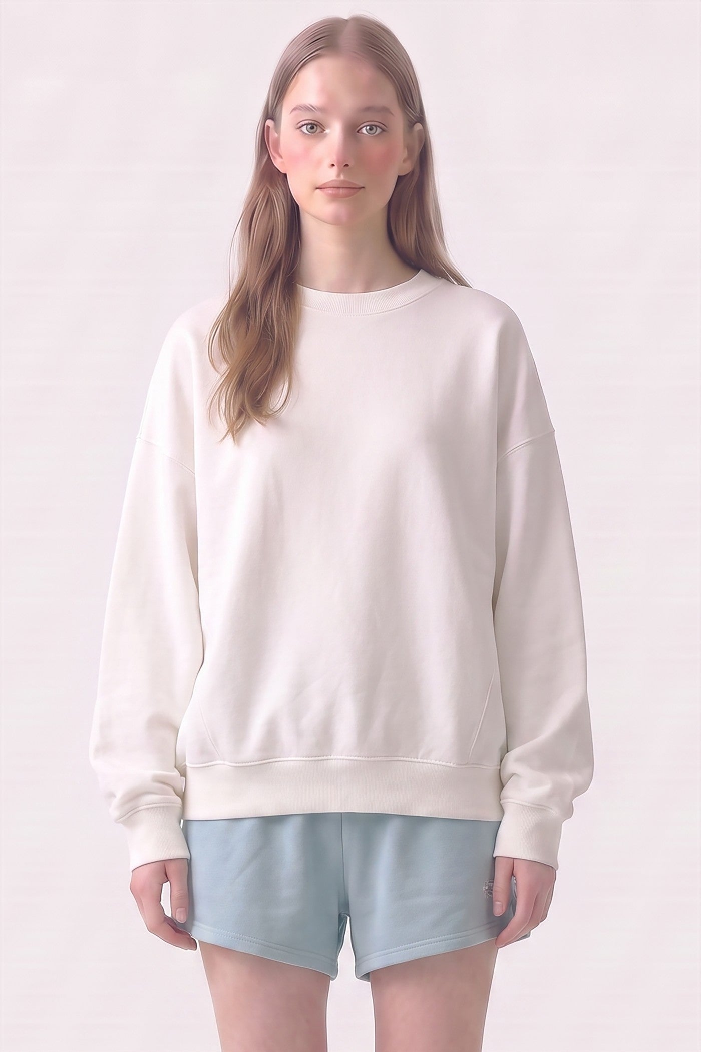 Cotton Terry Drop Shoulder Boxy Crewneck Sweatshirt