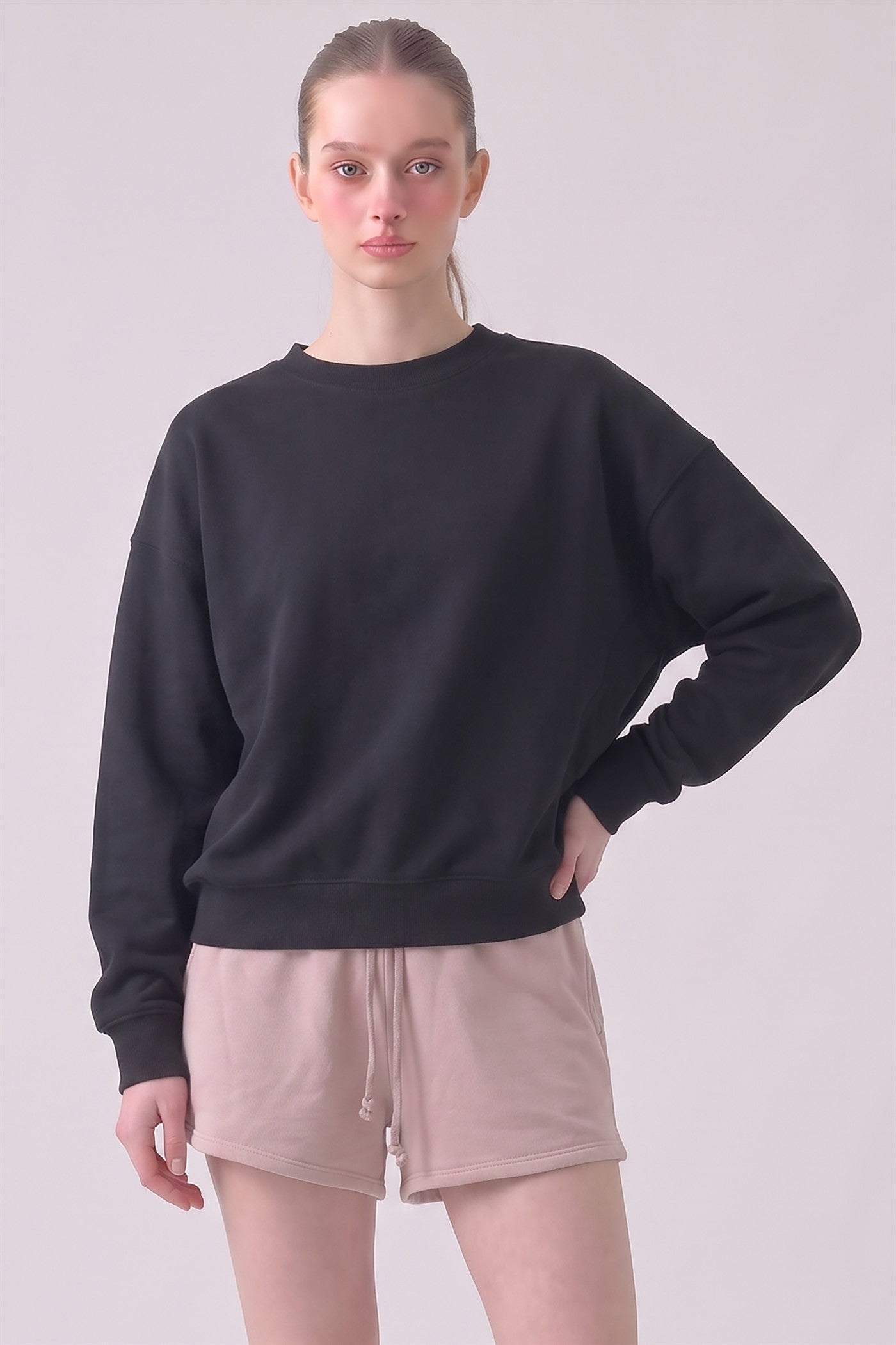 Cotton Terry Drop Shoulder Boxy Crewneck Sweatshirt
