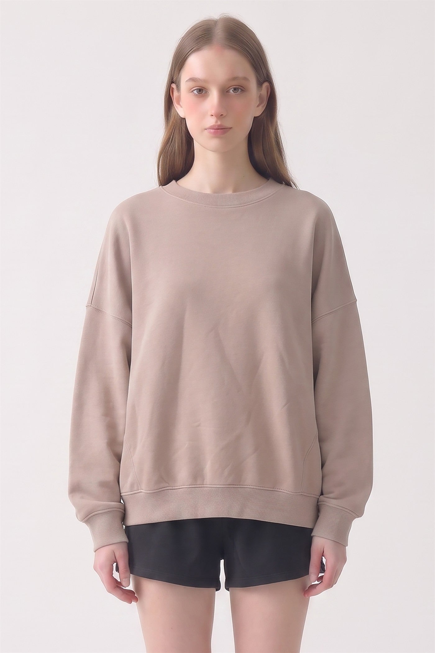 Cotton Terry Drop Shoulder Boxy Crewneck Sweatshirt