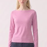 Cotton Stretch Off Shoulder Long Sleeve T-Shirt