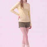 Cotton Stretch Off Shoulder Long Sleeve T-Shirt