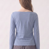 Cotton Stretch Off Shoulder Long Sleeve T-Shirt