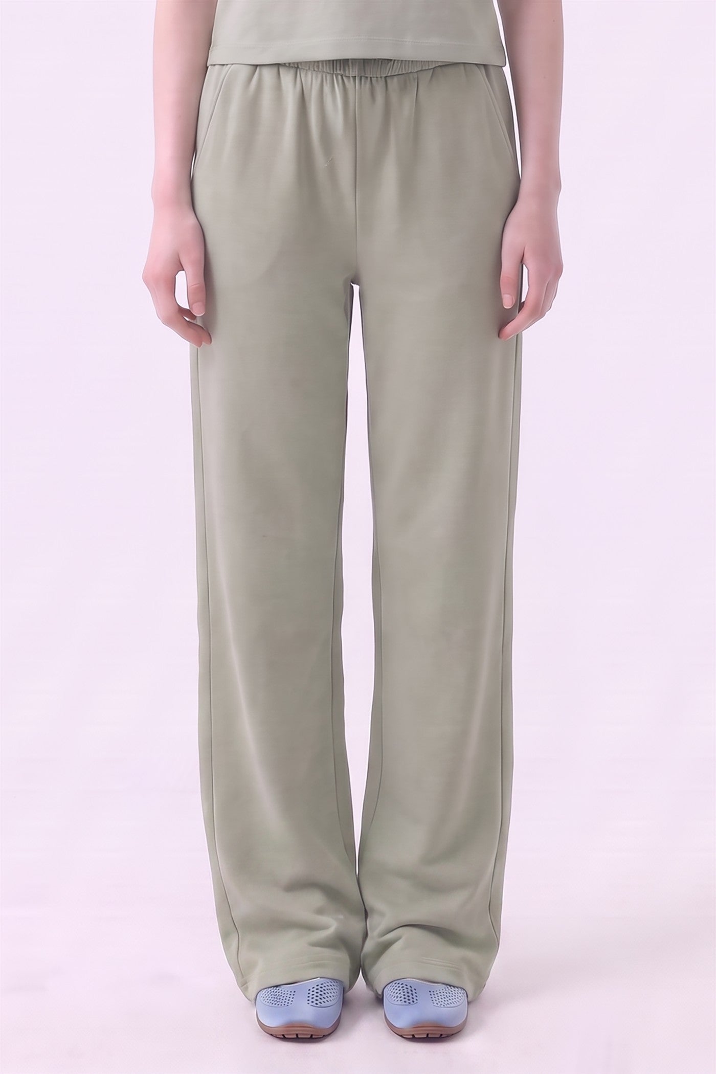 Washed Cotton Long Straight Pants