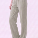 Washed Cotton Long Straight Pants