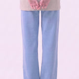 Washed Cotton Long Straight Pants