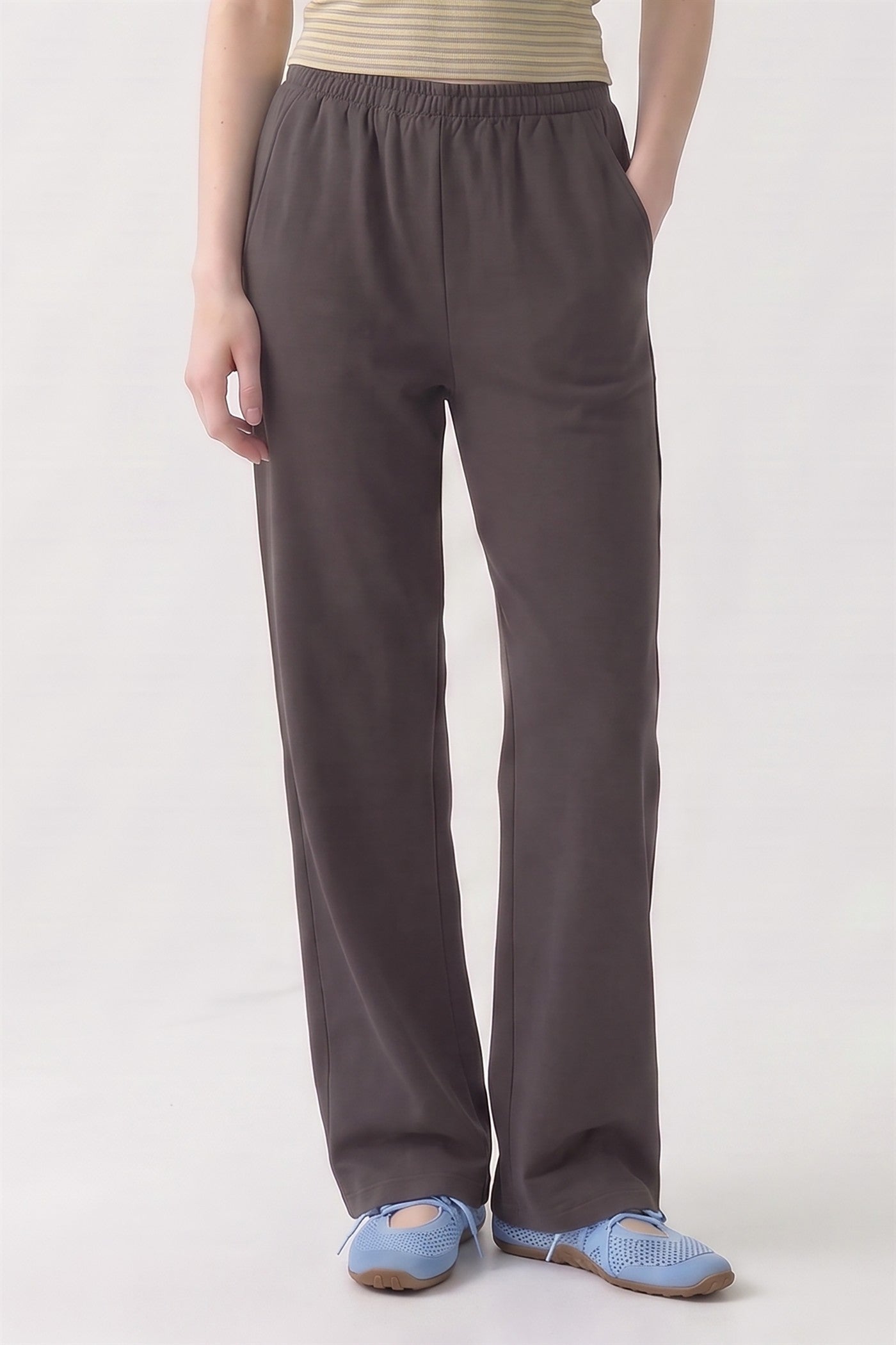 Washed Cotton Long Straight Pants