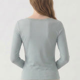 Lace Trim V-Neck Slim Long Sleeve Top