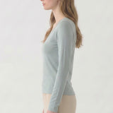 Lace Trim V-Neck Slim Long Sleeve Top