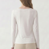 Lace Trim V-Neck Slim Long Sleeve Top