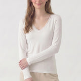 Lace Trim V-Neck Slim Long Sleeve Top
