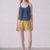 Woven Linen-Feel Button Front V-Back Cami Top