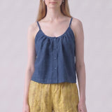 Woven Linen-Feel Button Front V-Back Cami Top