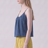 Woven Linen-Feel Button Front V-Back Cami Top