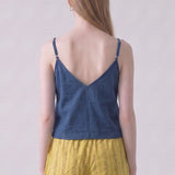 Woven Linen-Feel Button Front V-Back Cami Top