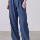Flowy Linen-Feel Pleated Straight Leg Pants