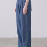 Flowy Linen-Feel Pleated Straight Leg Pants