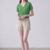 Floral Stripe Lace Trim Cotton Summer Shorts