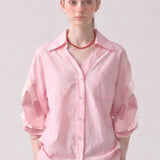 Effortless V-Neck Cotton Poplin Button Down Shirt