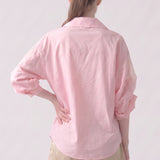 Effortless V-Neck Cotton Poplin Button Down Shirt
