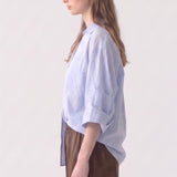 Effortless V-Neck Cotton Poplin Button Down Shirt
