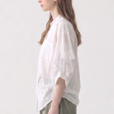 Effortless V-Neck Cotton Poplin Button Down Shirt