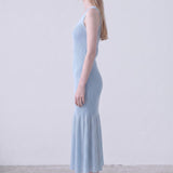 Deep V-Neck Ribbed Knit Sleeveless Midi Dress