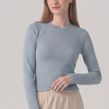 Striped Long Sleeve Cotton Crew Neck Tee