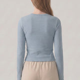Striped Long Sleeve Cotton Crew Neck Tee
