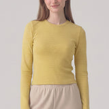 Striped Long Sleeve Cotton Crew Neck Tee