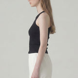 Ribbed High Neck Sleeveless Racerback Tank Top