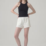 Ribbed High Neck Sleeveless Racerback Tank Top