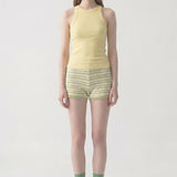 Ribbed High Neck Sleeveless Racerback Tank Top