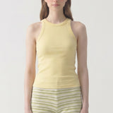 Ribbed High Neck Sleeveless Racerback Tank Top