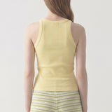 Ribbed High Neck Sleeveless Racerback Tank Top