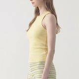 Ribbed High Neck Sleeveless Racerback Tank Top