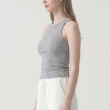 Ribbed High Neck Sleeveless Racerback Tank Top