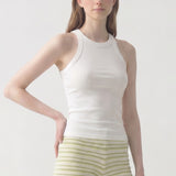 Ribbed High Neck Sleeveless Racerback Tank Top