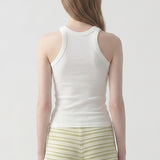 Ribbed High Neck Sleeveless Racerback Tank Top
