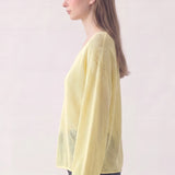 Cotton Open Knit V-Neck Bell Sleeve Sweater