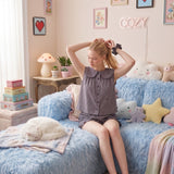 Check Peter Pan Collar Ruffle Pajama Set