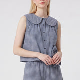 Check Peter Pan Collar Ruffle Pajama Set