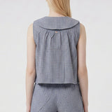 Check Peter Pan Collar Ruffle Pajama Set